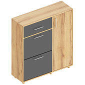 Обувница 3ств. Граф с ящиком (Дуб золотистый/Темно серый лофт)