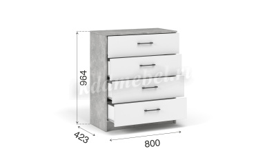 Комод Чикаго 4ящ (Ателье светлый/Белый)