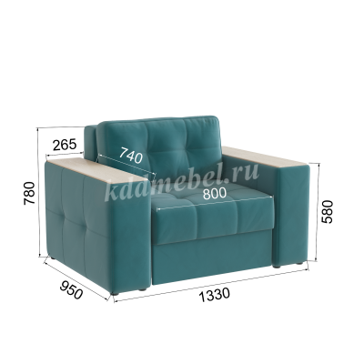 Кресло-кровать Нави (Бирюза/Клен кремовый)