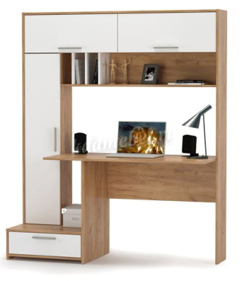 Стол письменный с надстройкой Крафт (Дуб сонома/Белый)