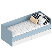 Кровать Бриз 0.8 с ящиками (Дасти грин/Белый лофт)