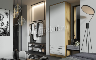 Шкаф Дуэт платяной (Дуб Вотан/Белый)