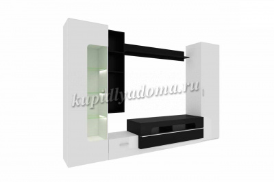 Гостиная Лофт-20 (Белый снег/Черный)