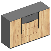 Комод Стил 2ств. 4 ящика (Темно-серый лофт/Дуб золотистый)