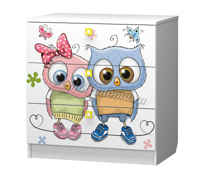 Комод Смарти (Белый/Фотопечать Совята)