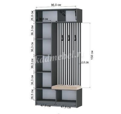 Центральная секция Руэлла (Графит серый)