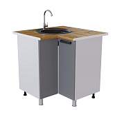 Шкаф нижний мойка угловая УМП кухня Крафт без столешницы (Дуб сонома/Бетон светлый)