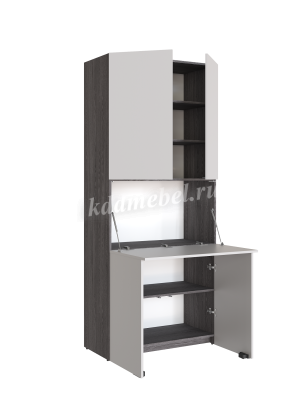 Секретер-рабочий стол с надстройкой (Черный ясень/Перламутр)