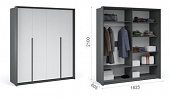 Шкаф 4-х дверный Мишель с порталом (Антрацит/Белый жемчуг)