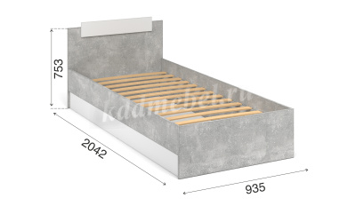 Кровать 0.9 Чикаго (Ателье светлый/Белый)