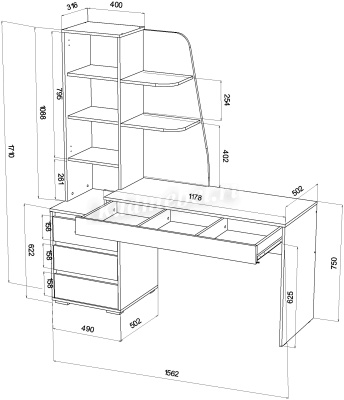Компьютерный стол Пифагор (Дуб вотан/Кашемир)