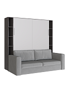 Комплект кровать-шкаф Трансформер ПЛЮС 1600*2000 (Черный ясень/Перламутр)