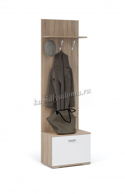 Тумба с вешалкой Виола (Дуб сонома/Белый)
