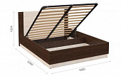 Кровать Аврора 1.6 с подъемным механизмом (Венге/Дуб молочный)