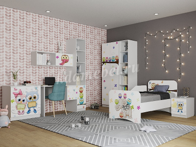 Комод Смарти (Белый/Фотопечать Совята)