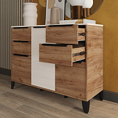 Комод Малави МК (Дуб крафт табачный/Белый глянец)