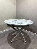 Стол обеденный раздвижной пластик Арчи (Белый мрамор 3027/Опоры белые)