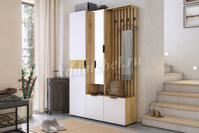 Прихожая Бери (Дуб крафт золотой/Белое дерево)