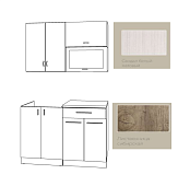 Кухня Лофт 1.2м (Сандал белый/Лиственница сибирская)