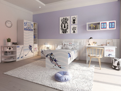 Комод Смарти (Белый/Фотопечать Хоккей)