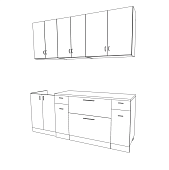 Кухня Пасадена 2,0 вариант-А (Ателье светлое/Столешница Марквин черный)