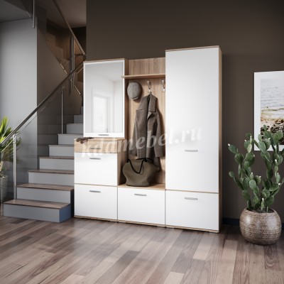 Тумба с вешалкой Виола (Дуб сонома/Белый)