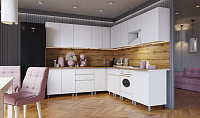 Кухня угловая Плейона 2,4*2,8 (Белый/Столешница Олдвуд)