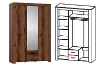 Шкаф Квадро-16 3-х створчатый (Дуб Делано темный)