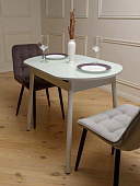 Стол обеденный Кэлли-1 раздвижной стекло с фотопечатью (Белый ф/п/Белый)