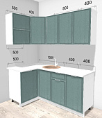 Кухня угловая Орлеан 1,1*1,8 МДФ Белый (Кантри Маренго/Столешница Антарес)